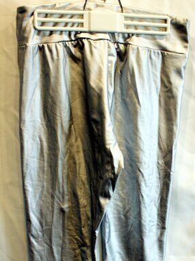 Metallic Silver High Waisted Leggings Size Large Shiny Liquid Metal Disco
